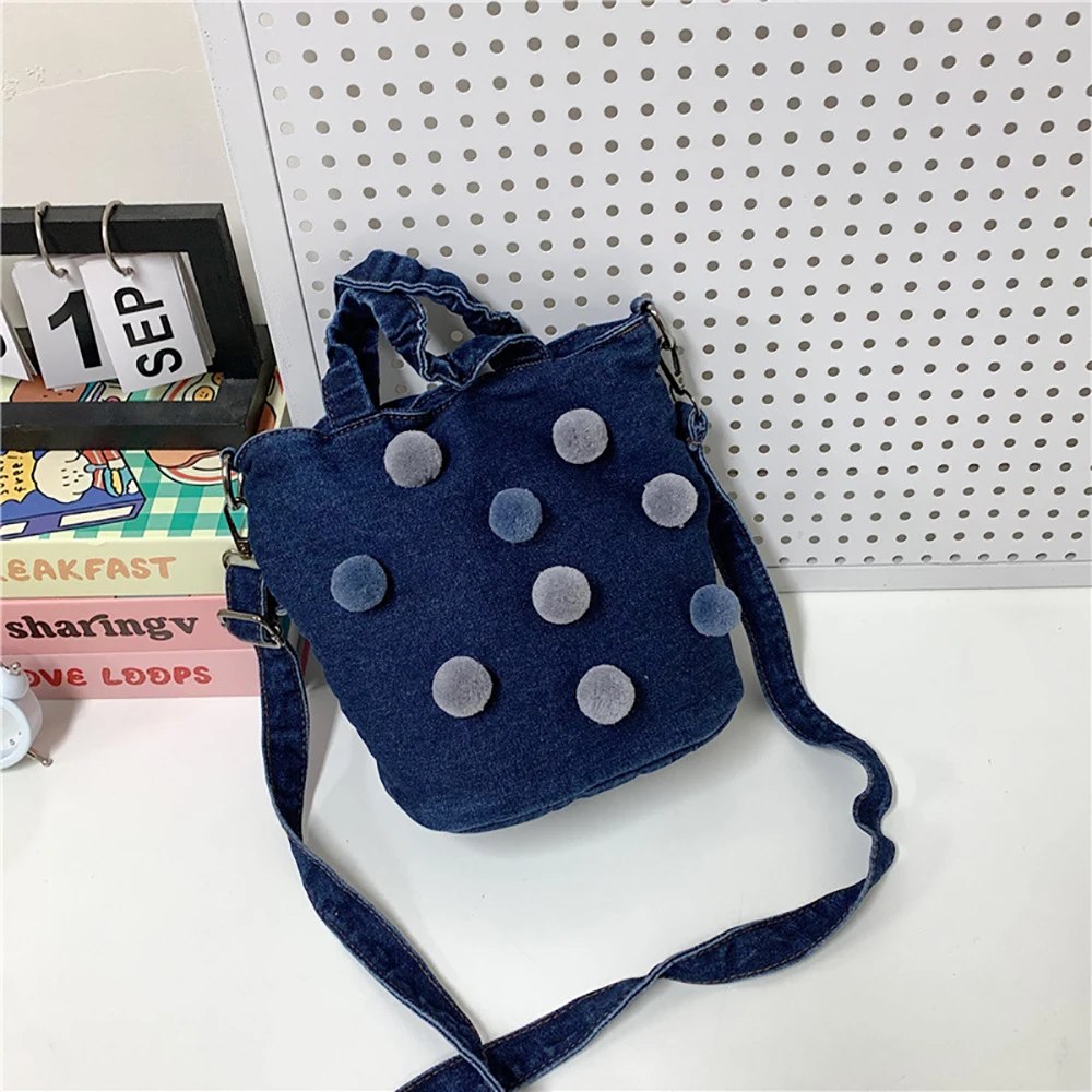 

Spring Summer Denim Bucket Bags Women's Large Capacity Commute Crossbody Bag Faionable Versatile New 2026 Shoulder Handbags
