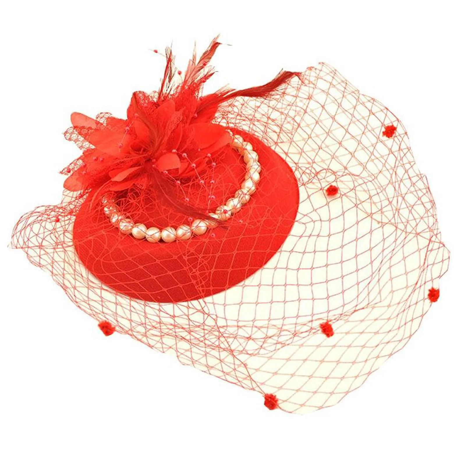 Women's Fascinators Hat Flower Mesh Veil Mini Hat Cocktail Tea Party Headwear Wedding Tea Party Hat