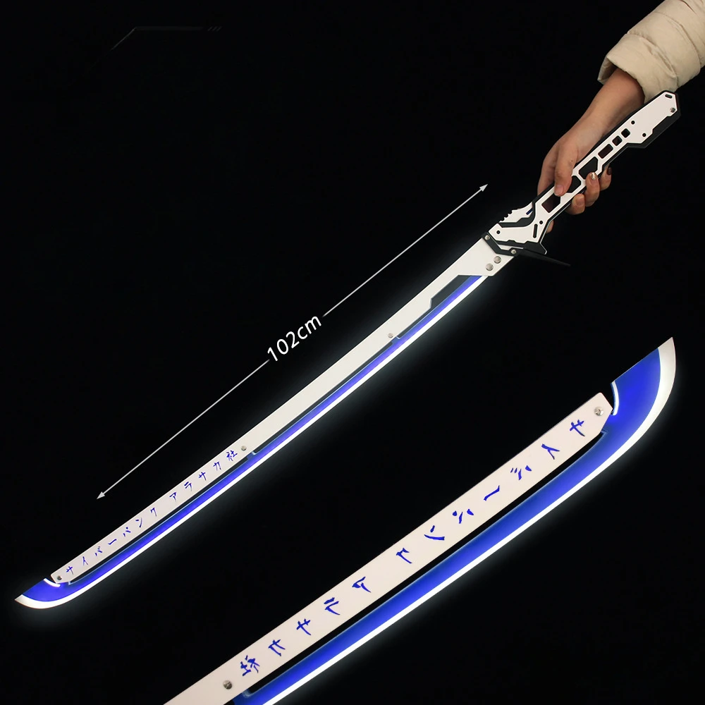 102cm/40.16in cyberpunk, periféricos de jogo, função katana espada leve, adereços modelo cosplay, brinquedos luminosos espadas presente namorado