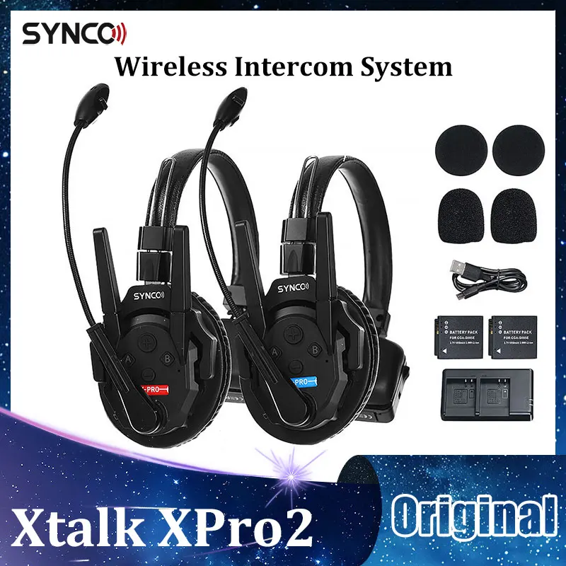 Synco Xtalk XPro2 Wireless Intercom System with 2 Single-Ear Headsets 2.4 GHz