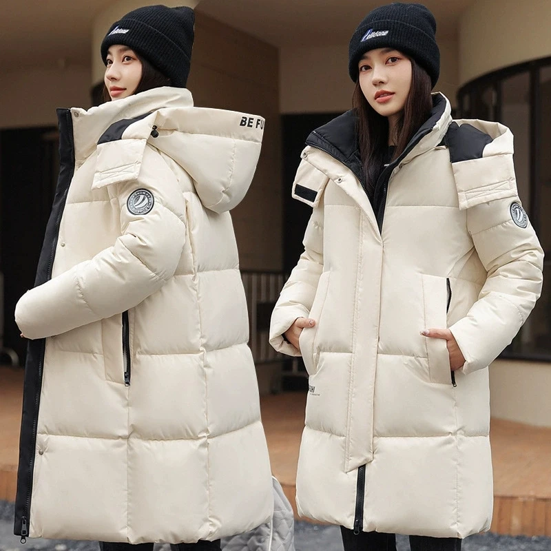 

Winter Down Cotton Jacket 2025 New Warm Thicken Cotton Padded Jacket Korean Loose Plus Size Parkas Outwear Long Coat