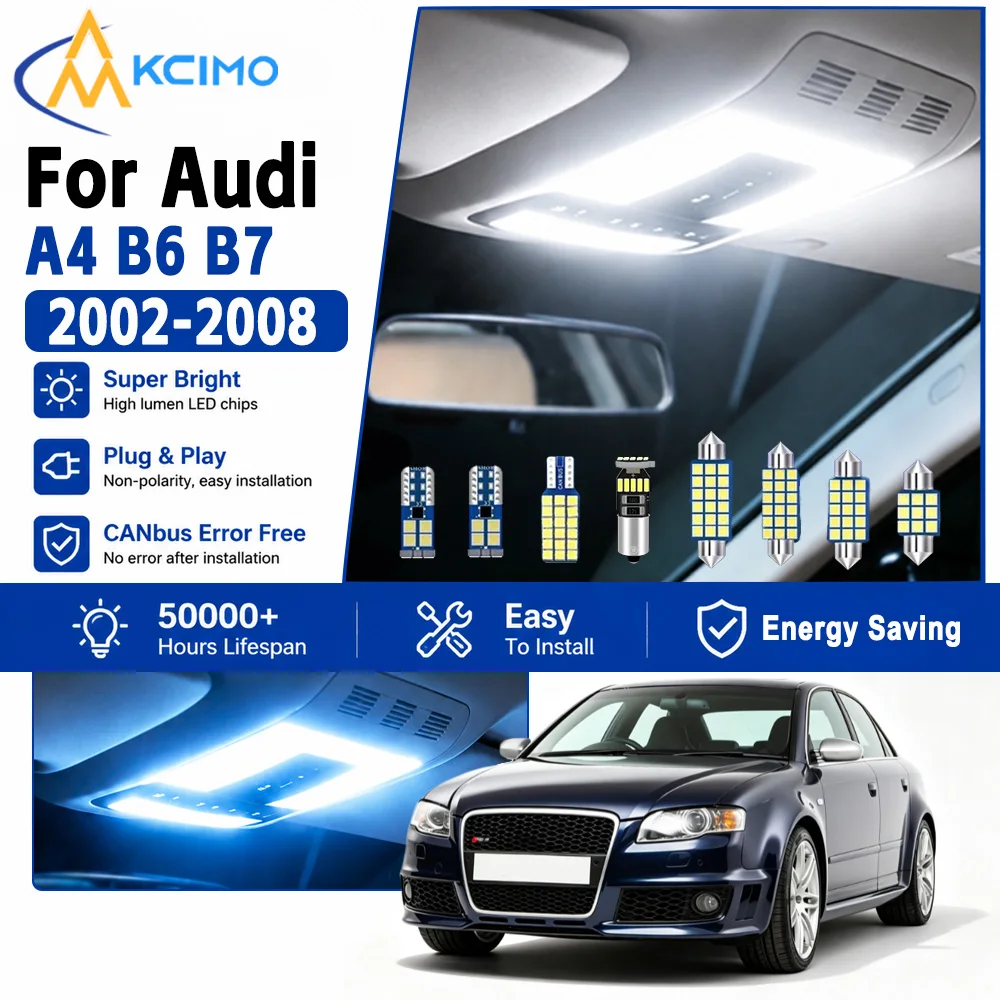 KCIMO 2 Colors LED Interior Light Kit For Audi A4 S4 RS4 B6 B7 Sedan 2002-2008 Plug And Play Cabin Map Lamp Auto Accessories
