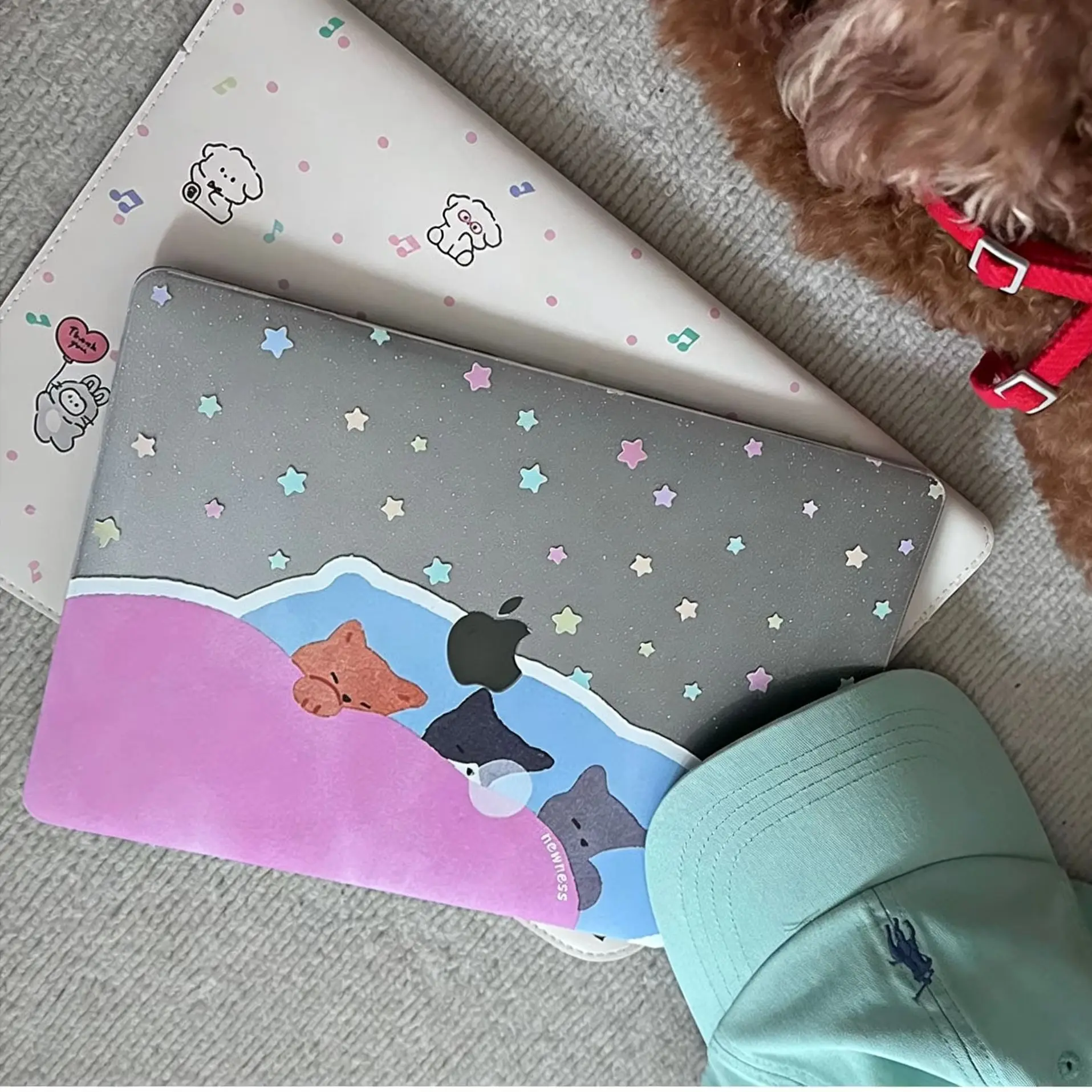 Sleeping Cat Colorful Star Glitter Laptop Case For Macbook Air 13.6 M4 NEO 15 M3 Hard Cover For Mac Book Pro 13 M1M2 14 M4 M5 16