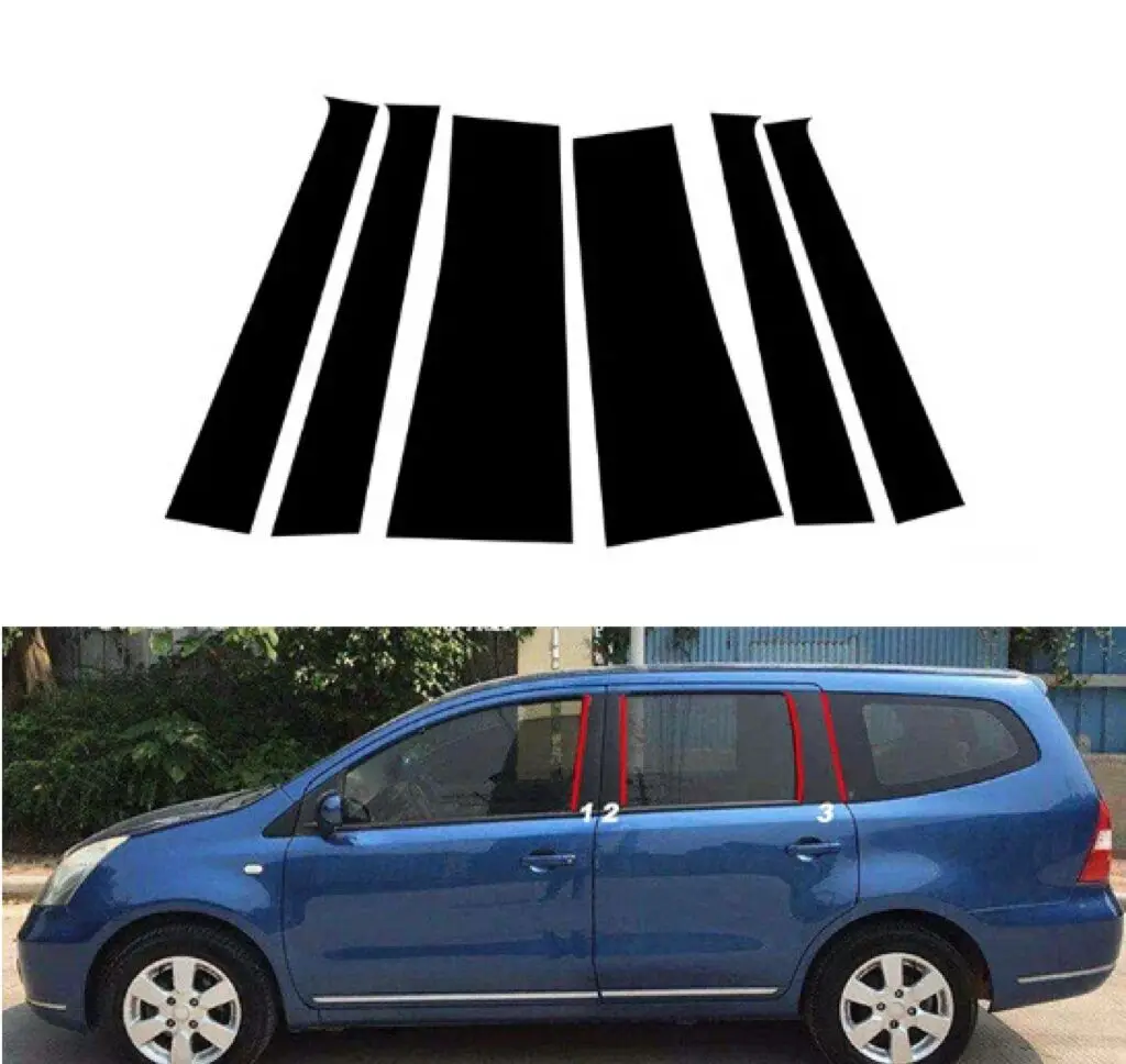 

6PCS Glossy Black Pillar Posts Fit For Nissan Note 2013 2014 2015 2016 2017 2018 2019 2020 Window Cover Door Trim Accessories