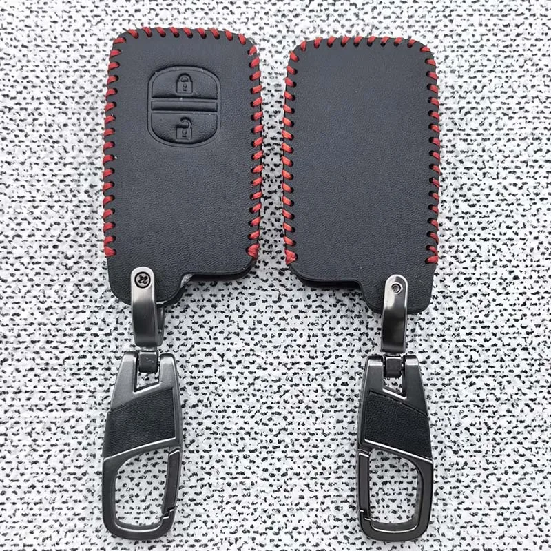 Leder 2-Tasten Fernbedienungs-Schlüsselhülle Zubehör Schlüsselanhänger-Gehäuse für Toyota RAV4 Land Cruiser Camry Highlander Prado Prius