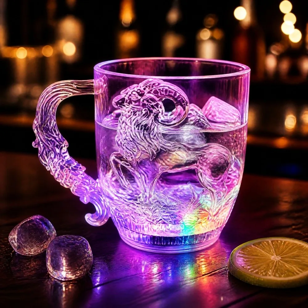7 Colors Light Light Up Sheep Cup Transparency Water Cup Luminous Sheep Cup Colorful Sensing Function Plastic Cup