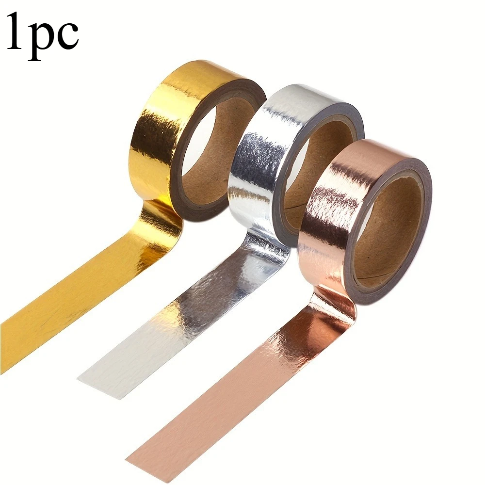 1pc Solid Color Bronzing Tape Material Sticker，Solid color diy decorative ledger tape