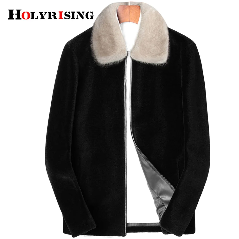 

Mink fur lapel men fashion coat 100% wool winter Fashion Jackets Luxury Brand Coat m-4xl 19440