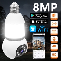 8MP Lamp Bulb WiFi Camera E27 LED Bulb Smart IP Camera Surveilance Two-way Audio Color Night Vision 360° Panoramic AI Tracking