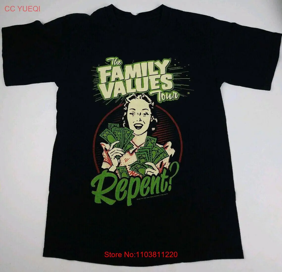 Vtg Family Values Band Repent Tour Хлопковая черная рубашка унисекс полного размера J644