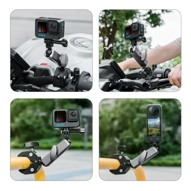 ل GoPro 11 10 9 8 دراجة نارية دراجة حامل كاميرا المقود مرآة جبل الدراجة قوس ل DJI OSMO insta360 عمل الكاميرا