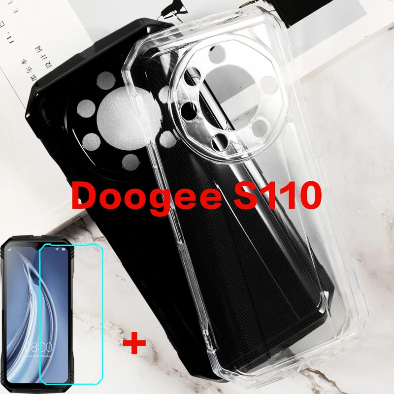 2in1 Protective Glass For DOOGEE Doogee S110 Case Silicon Ultra-thin Clear Soft TPU Phone Cover for Doogee S110 Screen Protector