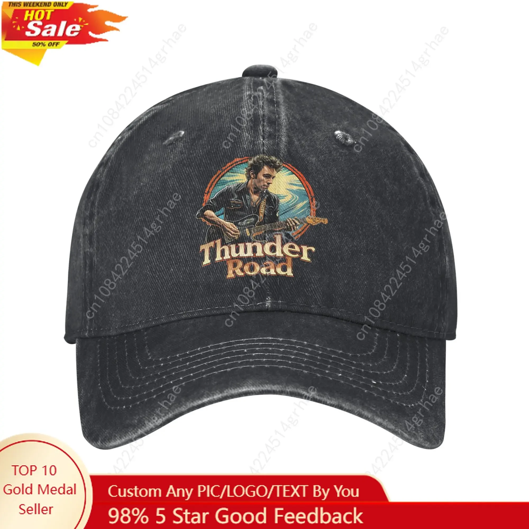 

Bruce Rock Icon Springsteen Men Women Baseball Caps Heartland Rock Distressed Denim Washed Cap Hat Adjustable Snapback Hat