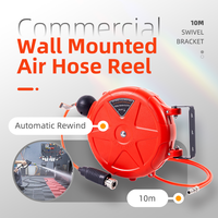 Air Hose Reel 10m Automatic Rewind with Swivel Bracket & Quick Coupler | Commercial Wall Mounted Air Compressor Accessories