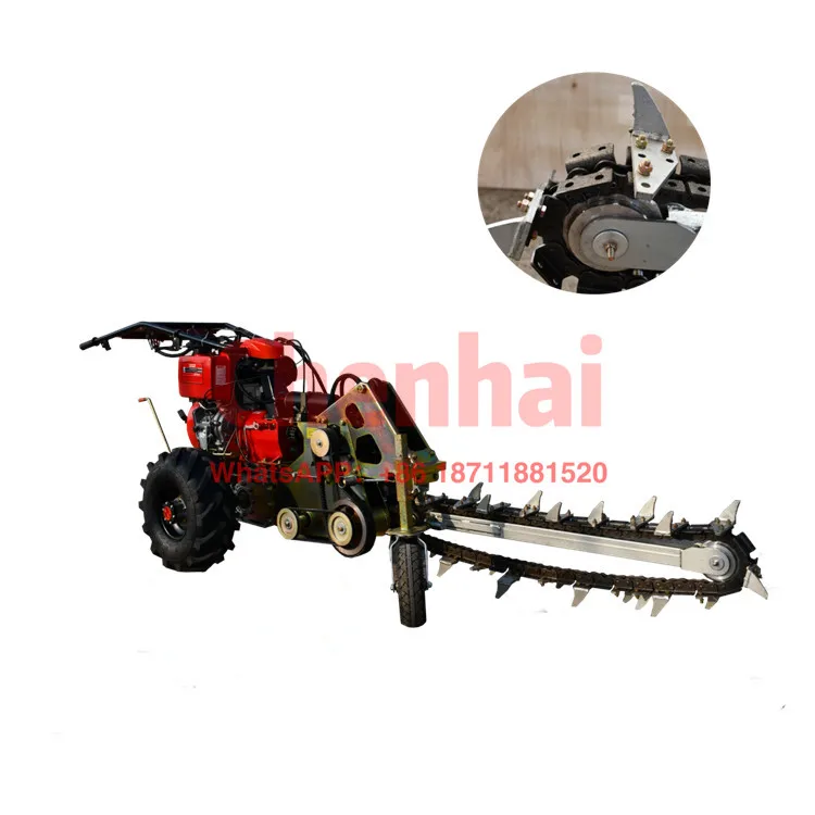 hand held  trencher Ditching machine chain Ditching 15hp powered chain trencher digging