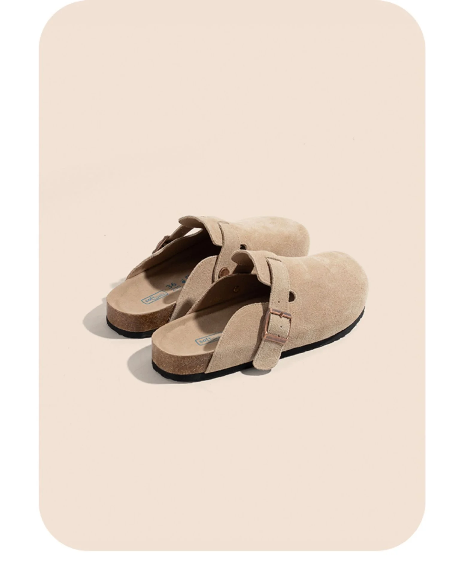 

Thick Soled Leather Sandals Half Slippers Flat Shoes High-quality New Women's Summer Leather Suede Beach Casual Shoes Versatile