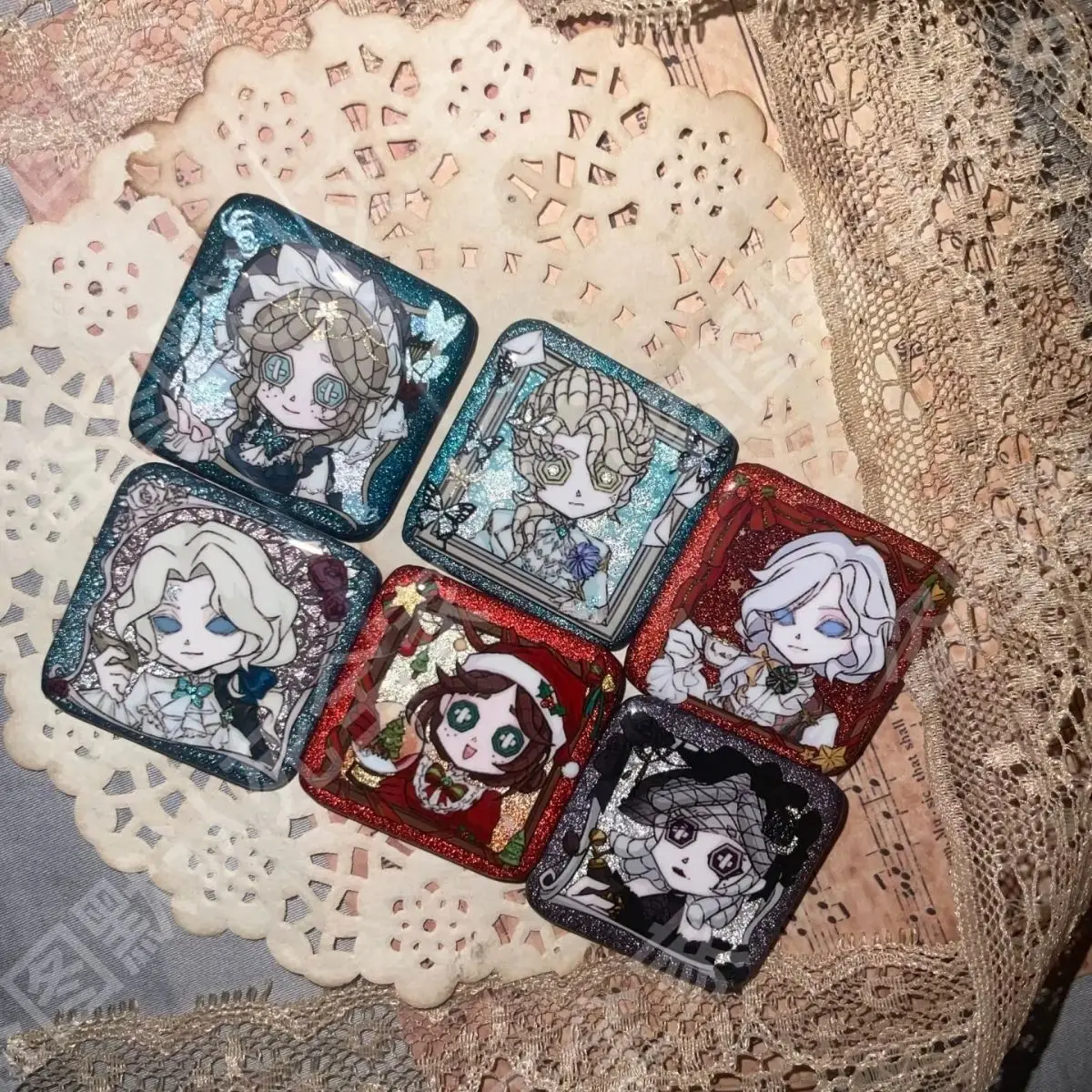 

1set/6pcs Identity Ⅴ Joseph Gardener Metal Brooch Pin Cartoon Perfumer Composer Badge for Bag Accessories Xmas Gift