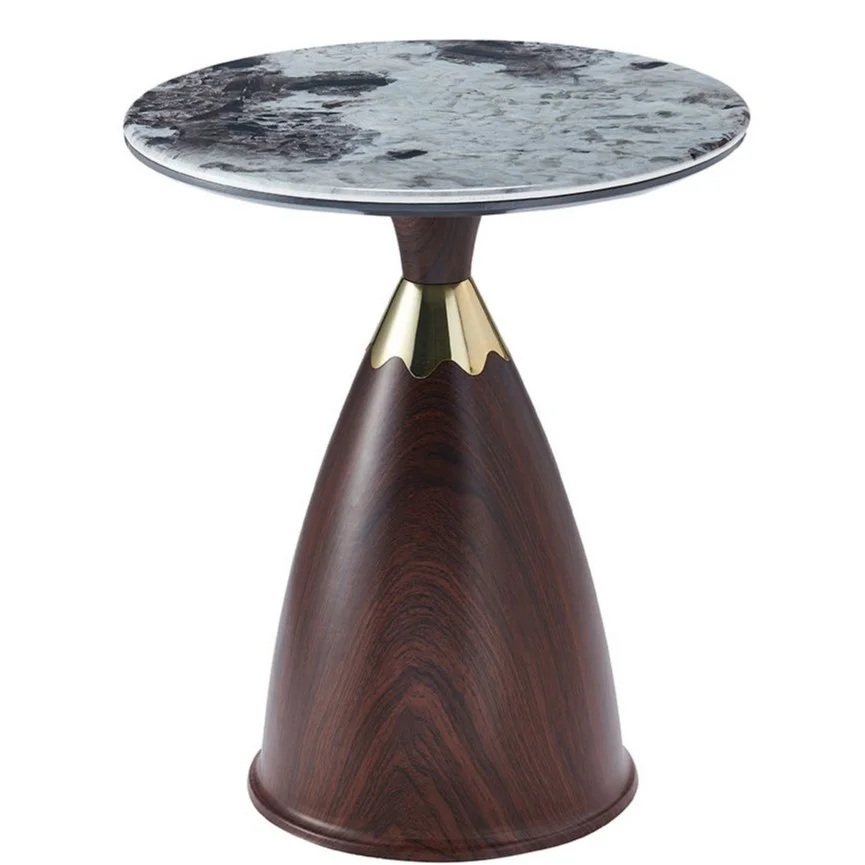 # Bullet Microcrystalline Stone Rock Slab Round Metal Coffee Table for Living Room Luxury Side Table