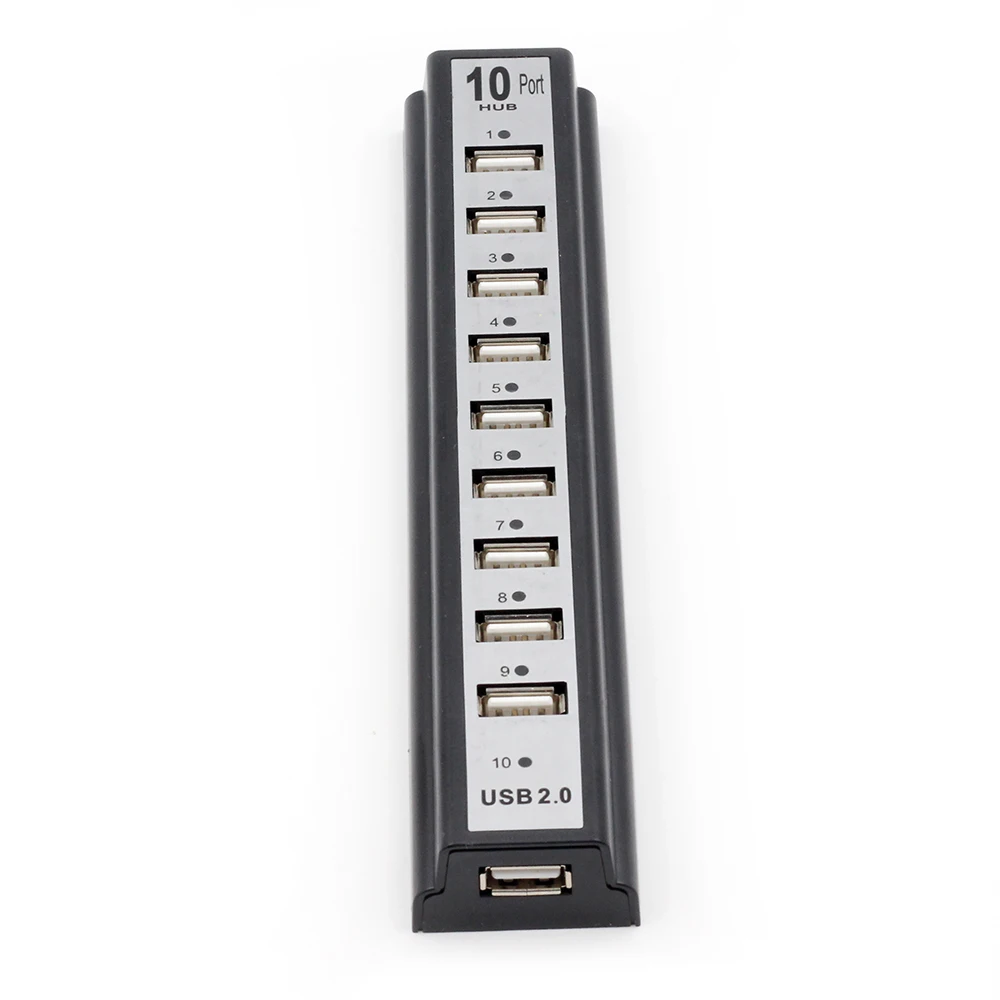 10 Port Keyboard U-disk Mouse USB 2.0 Plastic Splitter Hub Cellphone Charging Cable Adaptor Charger