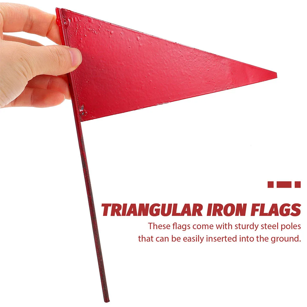 Banderas triangulares de hierro resistentes para marcar yardas, 5 uds., para césped, jardín, riego, paisajismo, tienda de campaña al aire libre, posicionamiento