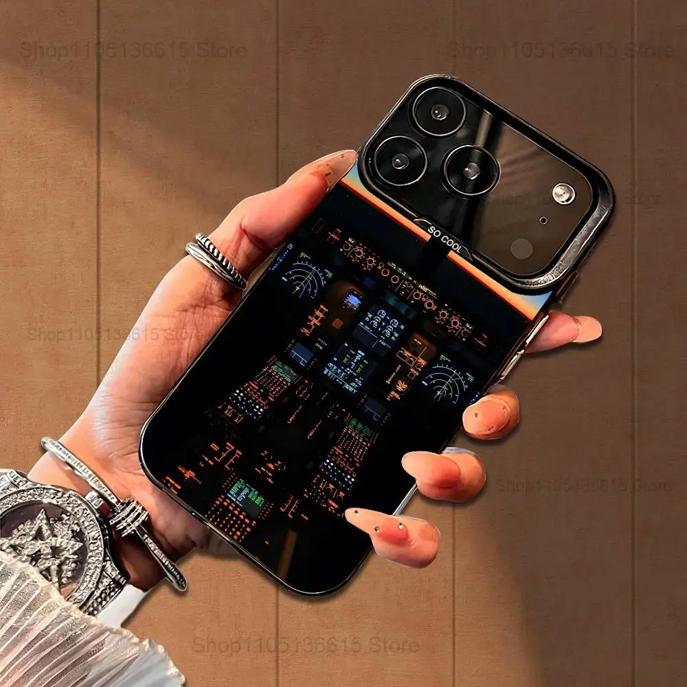 Funda de teléfono piloto de cabina de aviación para iPhone 16,15,14,17,13,12,11, Mini,Pro,SE,XS,MAX, funda de silicona negra mate