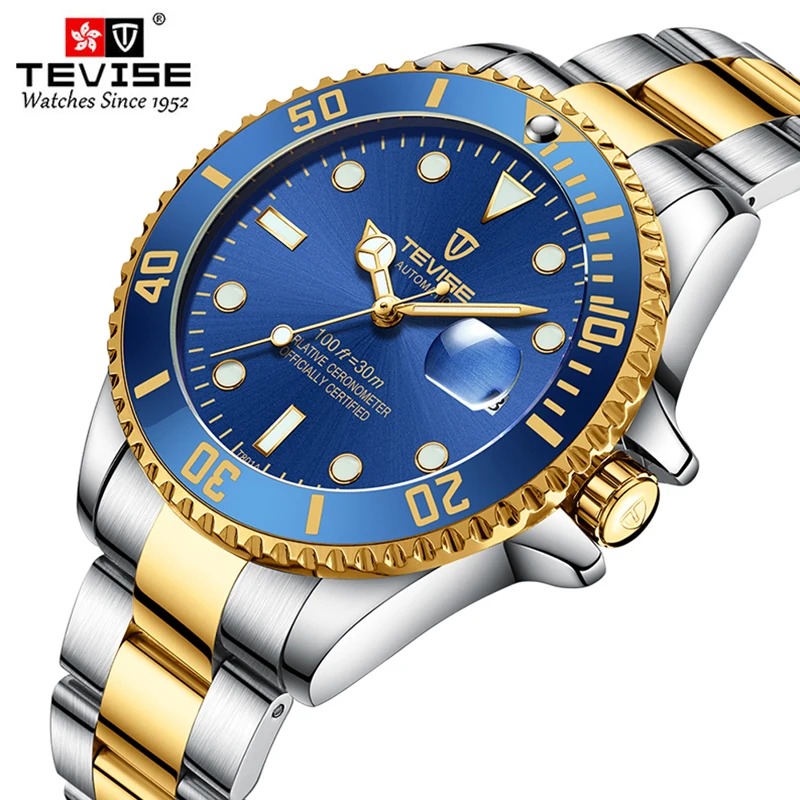 Tevise 2022 Big Diver Mechanical Business Watches Automatic Watch Men Waterproof Luxury Brand Full Steel Wristwatch Reloj Hombre