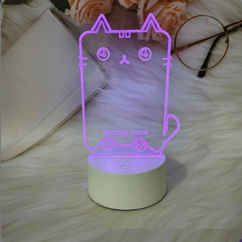 MAKE-Transparent LED Night Light USB Night Light Erasable Writing Board Desktop Decoration