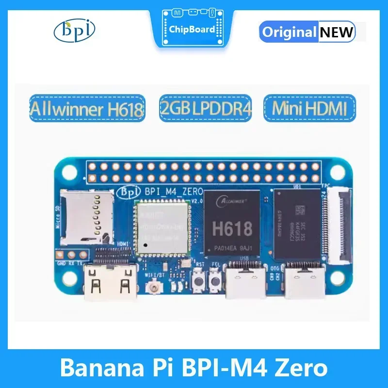 

Banana Pi BPI-M4 ZERO: Allwinner H618,Quad-core ARM Cortex™-A53 Processor,2.4G/5G WIFI 2G LPDDR4 8G eMMC Single Board Computer