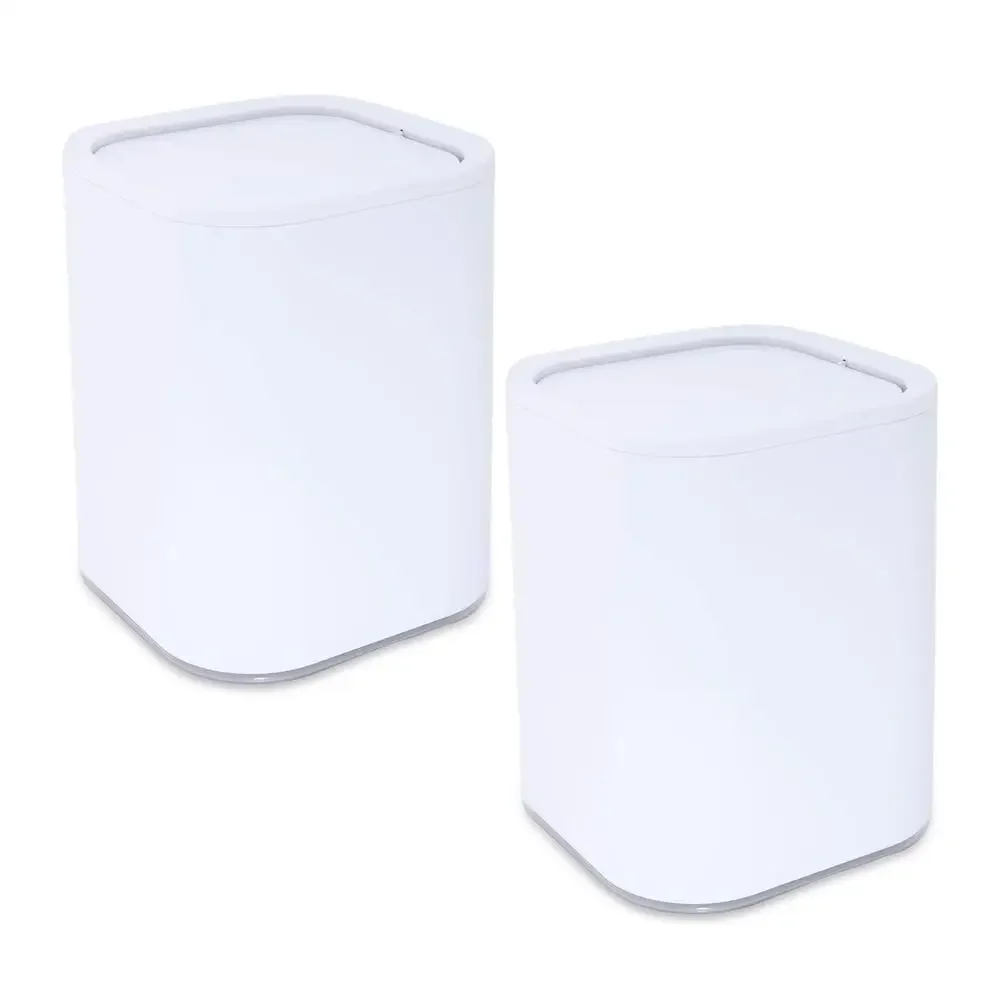 Acrylic Waste Bin Set Contemporary Design 8L Weighted Swing Lid  2 Pack White