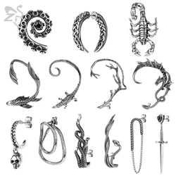 ZS 1/2pc Skull Octopus Stud Earring Stainless Steel Gothic Earring for Men Hip Hop Cartilage Earring Punk Rock Tragus Piercing