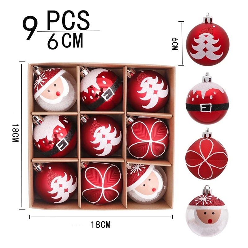 Décor de festival de Noël pour sapin de Noël, père Noël, 2.36 po, 9 pièces