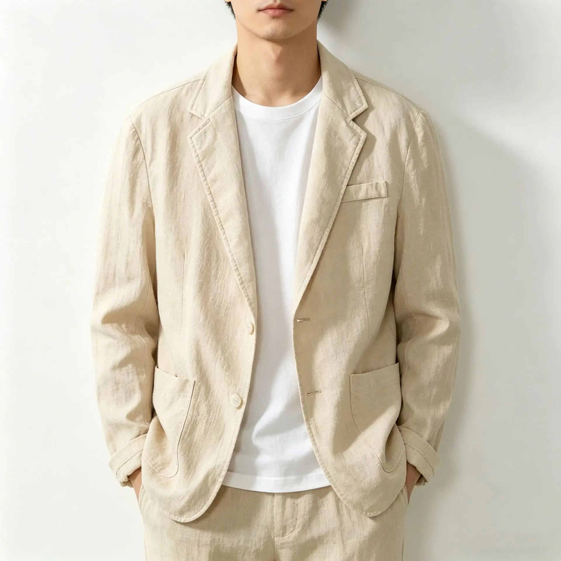 Blazer in Puro Cotone da Uomo per Viaggi all'Aperto, Traspirante, Non Elasticizzato, Anti-umidità, Assorbe il Sudore, Vestibilità Aderente e Casual