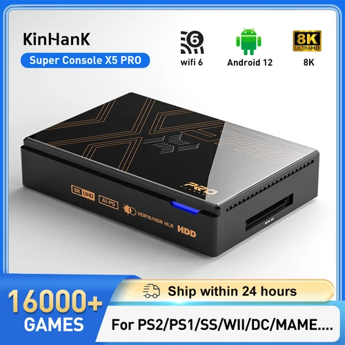 Consolas de videojuegos retro Kinhank Super Console X5 PRO Plug and Play 4T con 16000 juegos para PS2/WII/SS/DC/N64
