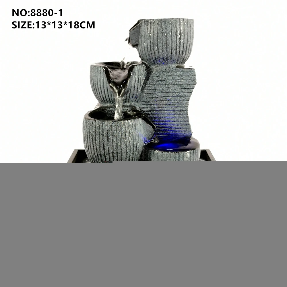 شركة الثروة الحلي منضدية نافورة داخلي صغير الجنينة سطح المكتب المتتالية شلال مع كرة دوارة LED للزينة