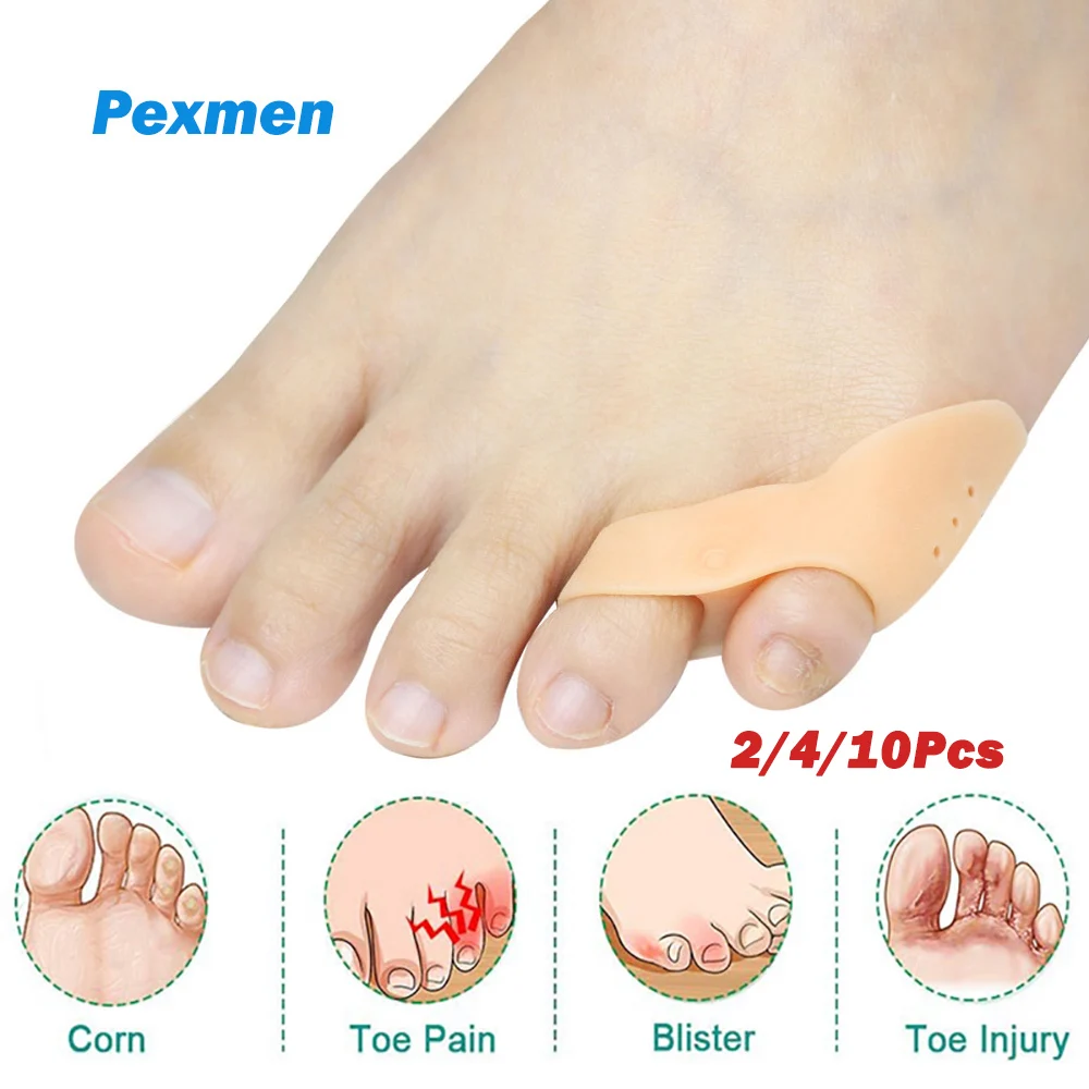 Pexmen 2/4/10Pcs Gel Pinky Toe Separator Spacer Little Toe Corrector Protector Reduce Pain Relief for Callus Corns and Blisters