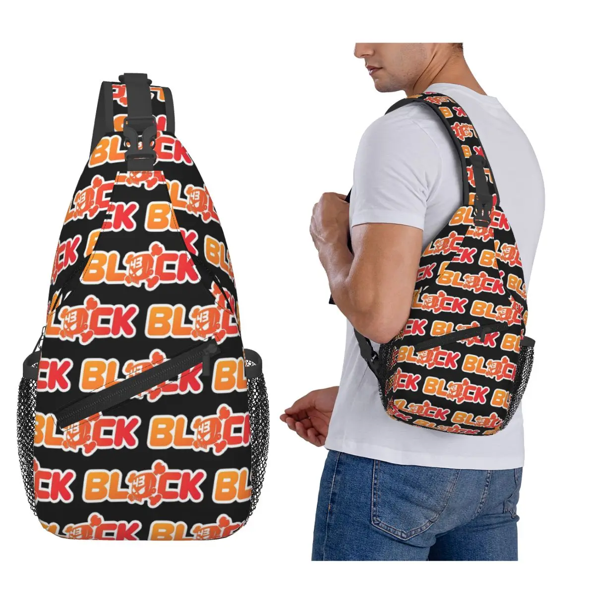 Ken Block 43 Design Letter Print Chest Bag Men Sling Crossbody Backpack Chest Bag Traveling Hiking Daypack Shoulder Bag