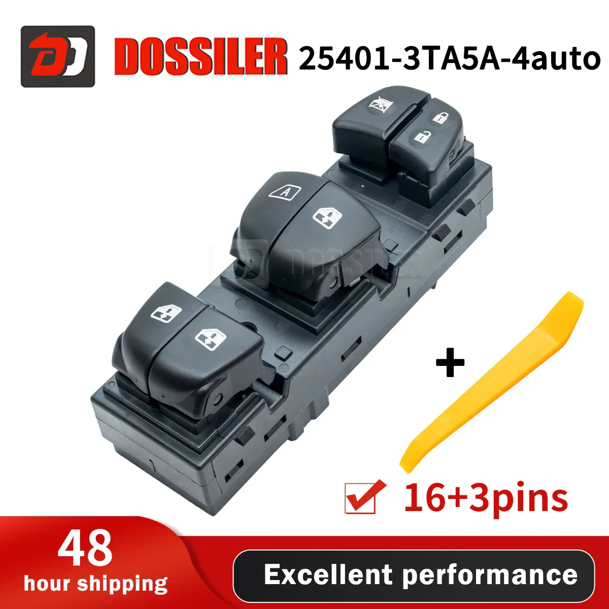 

25401-3TA5A Dossiler For Nissan Sentra Leaf Juke Qashqai Pathfinder Driver Side Window Control Switch Lifting Button Door Lock