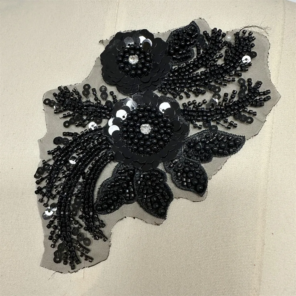 Gold Silver Beaded Rhinestone Beaded Patches for Dresses