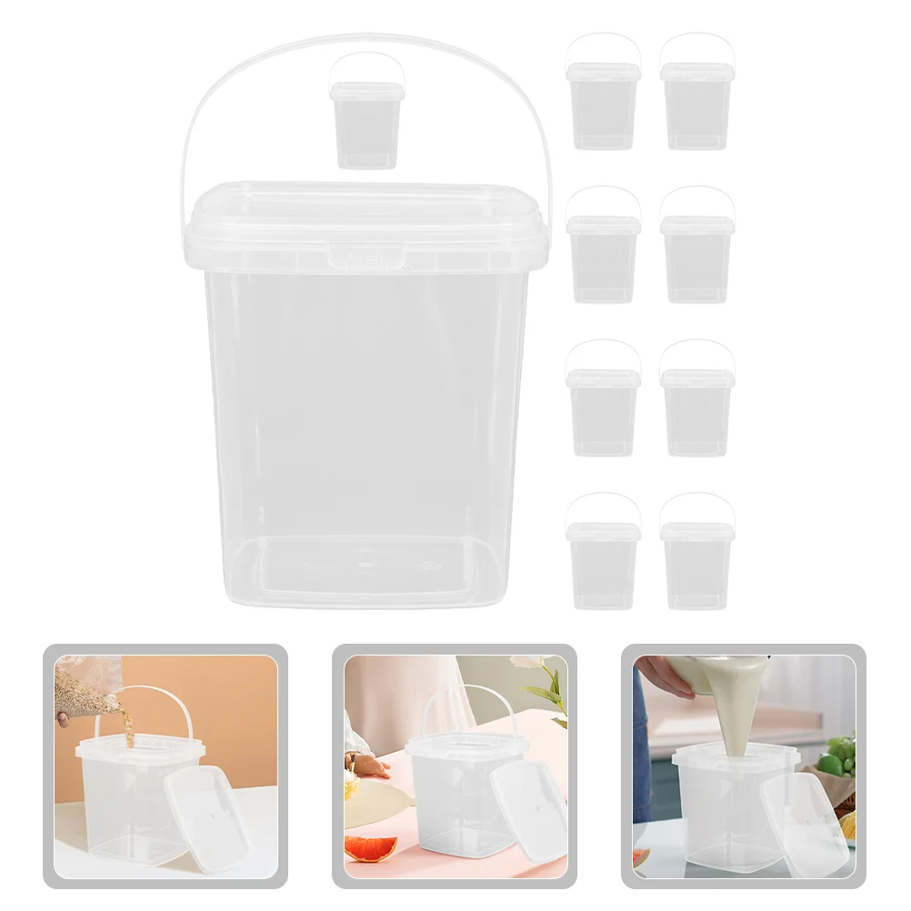 

10 Pcs Buckets Ice Cream Ice-cream Containers Reusable Transparent Storage Bins with Lids