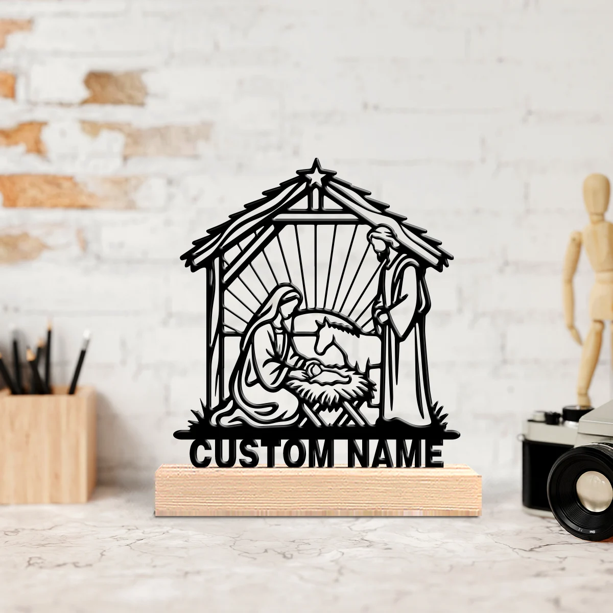 1PC Personalized Custom Metal Statue With Wooden Base Tabletop Decor Astronomy Gift For Stargazers Study Science Room