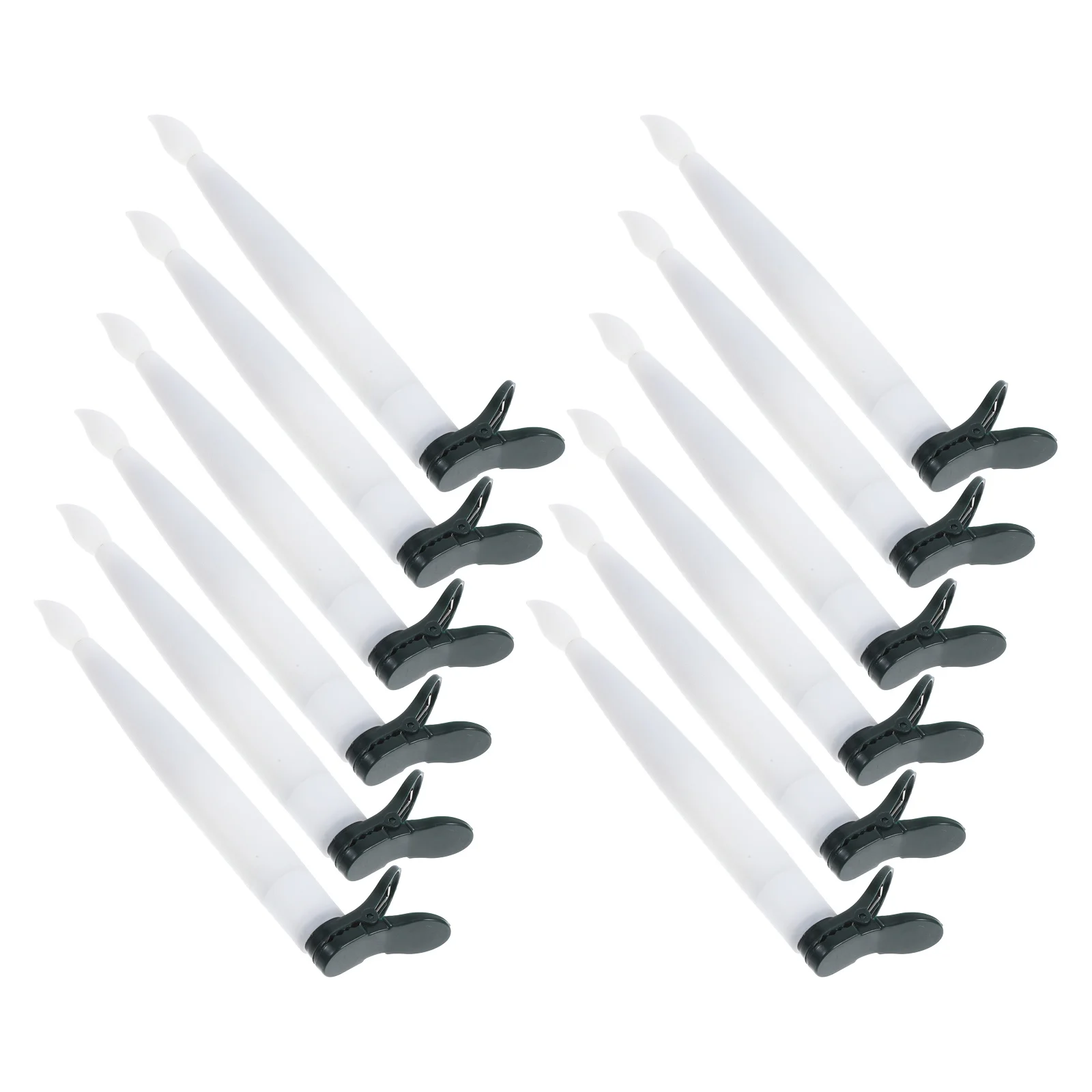 

12Sets Clip on Christmas Tree Candles Warm White LED Lights for Holiday Decor Flameless Lamps with Hooks and Rods