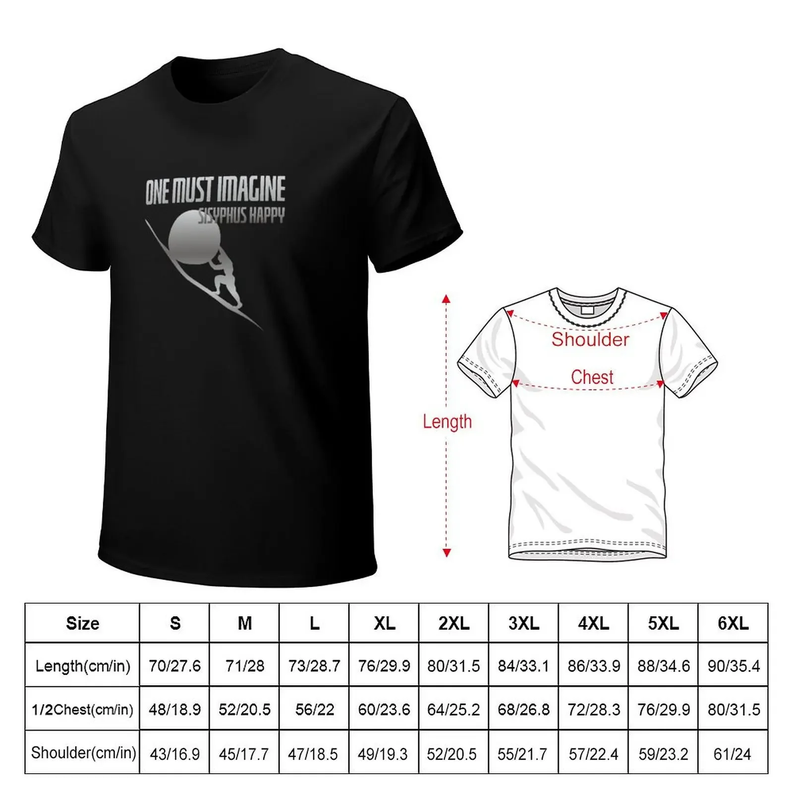 One must imagine Sisyphus happy T-shirt summer top Aesthetic clothing mens t shirt graphic