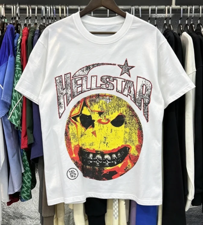 2026 new Best‑Seller‑Trending‑Hellstar‑Smiley‑Face‑Graphic‑Oversized‑Short‑Sleeve‑T‑Shirt
