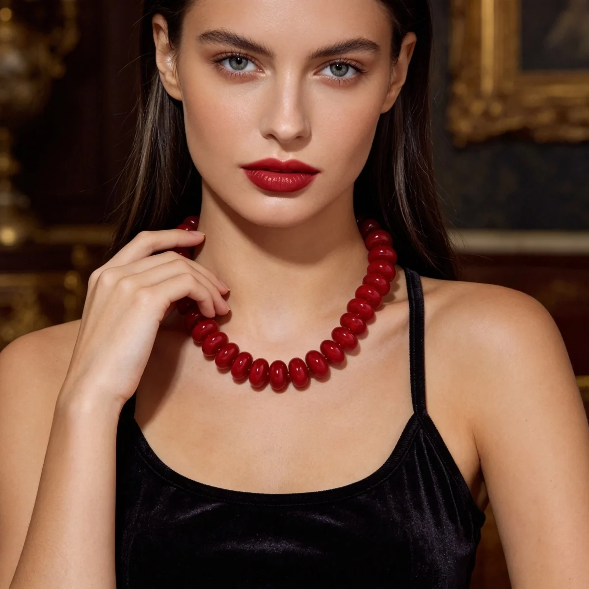 Dopamine Bunte flache, runde Acryl-Perlenkette für Damen und Herren, trendige, einfache geometrische Harzperlen, stapelbarer Choker-Schmuck – Detail 9