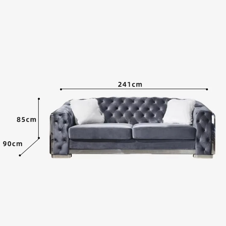 

//2025 New Design Luxury Modern Upholstered Couch Velvet Fabric Tufted Chesterfield Sofa Set For Living Room Furniture
