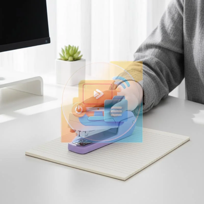 Dégradé de Couleurs 360 °   Agrafeuse rotative à poignée pour reliure de documents, papeterie pratique pour étudiants, école, bureau et usage quotidien.