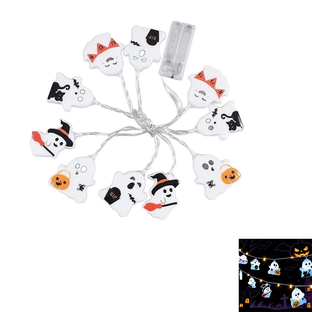 150/300 cm Ghost Decoration String Lights Battery Powered Decorative Light Halloween String Lights Portable 10/20 LED