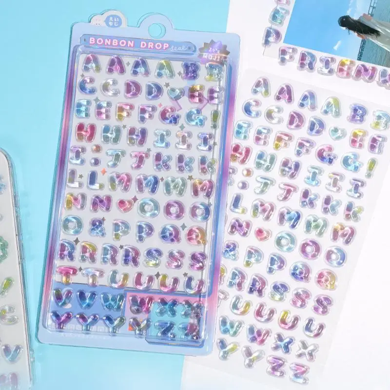 Colorful 3D Cartoon Alphabet Relief Sticker Scrapbooking Journal Planner Photo DIY Decorations Sticker Stationery Supplies
