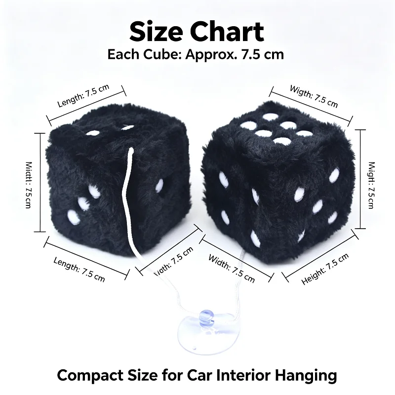 Plush Dice Car Hanging Ornament Retro Fluffy Cube Pendant Rearview Mirror Lucky Decor Gift for Auto Interior Car Accessories