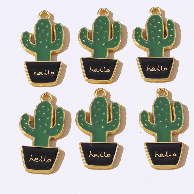 

Duarte 20Pcs/Lot Cute Enamel Plant Cactus Charms Pendants for Making Necklaces Earrings Bracelets DIY Crafts Jewelry Findings